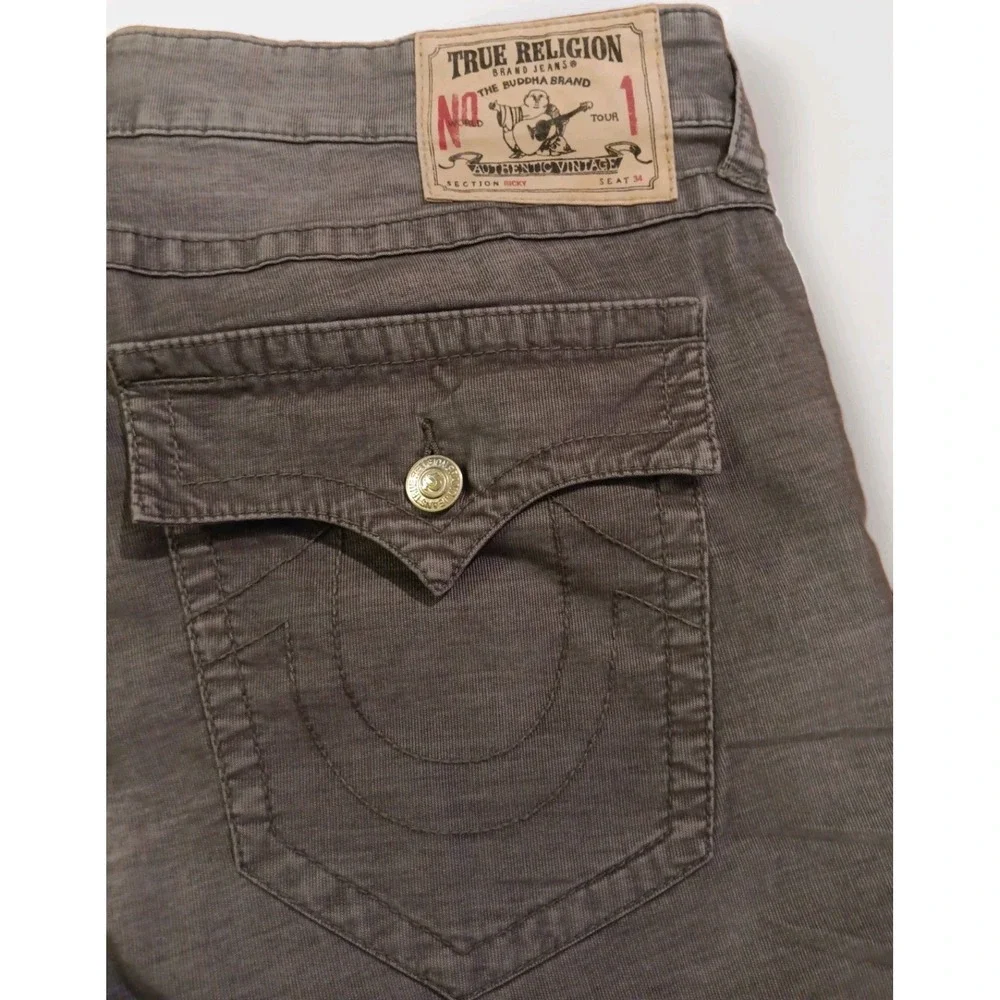 Vintage True Religion Ricky Corduroy Straight Leg Jeans Gray Men's Size 38 x 33